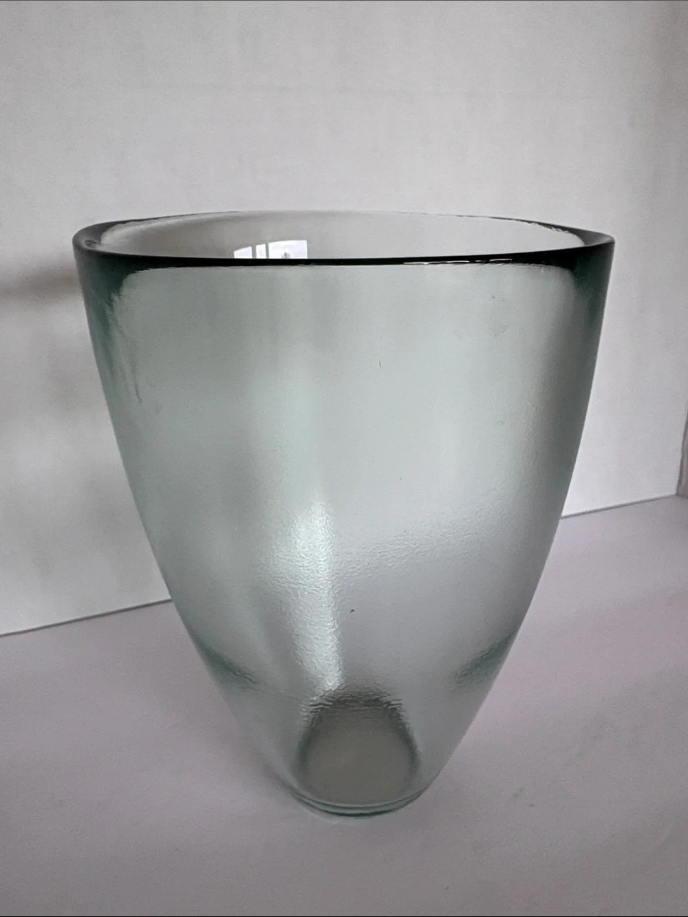 Vintage Scandinavian Style Smoky Green/blue Glass Vase - Slanted Rim 6
